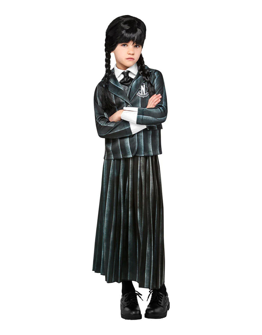 Wednesday Addams Nevermore Academy uniform costume for kids.