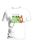 Family Guy Peter bird graphic on a white adult t-shirt.
