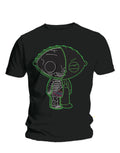 Family Guy Stewie X ray graphic on a black adult t-shirt.