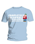 Family Guy completely incapable graphic on a light blue adult t-shirt.