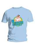 Family Guy freakin sweet graphic on a light blue adult t-shirt.