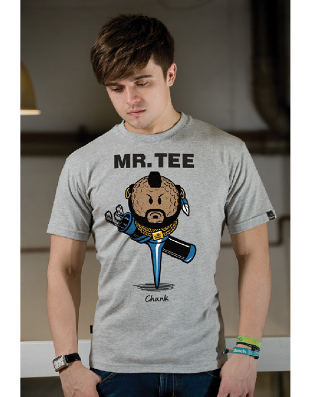 Official Mr T graphic T-shirt in grey for adults - licensed merchandise