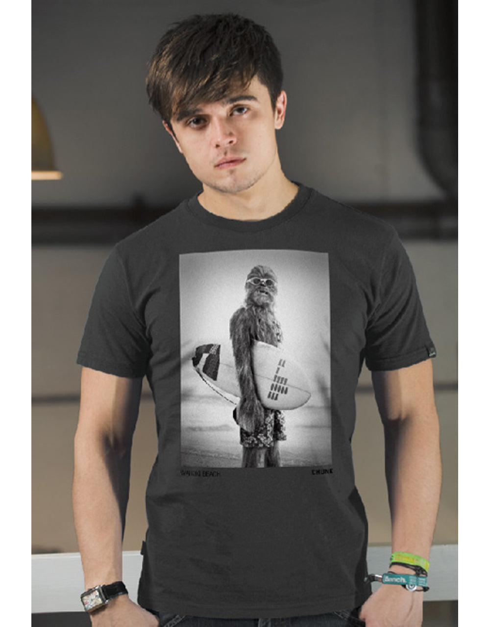Official Star Wars Chewbacca Wookie Surfer charcoal grey T-shirt - licensed apparel