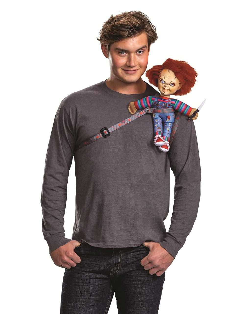 Child's Play Chucky backpack costume accessory for adults.