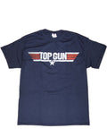 Top Gun logo graphic on a navy blue adult t-shirt.