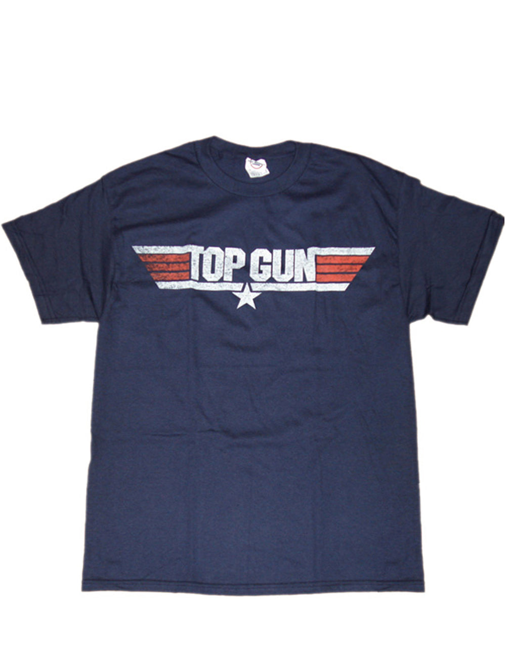 Top Gun logo graphic on a navy blue adult t-shirt.