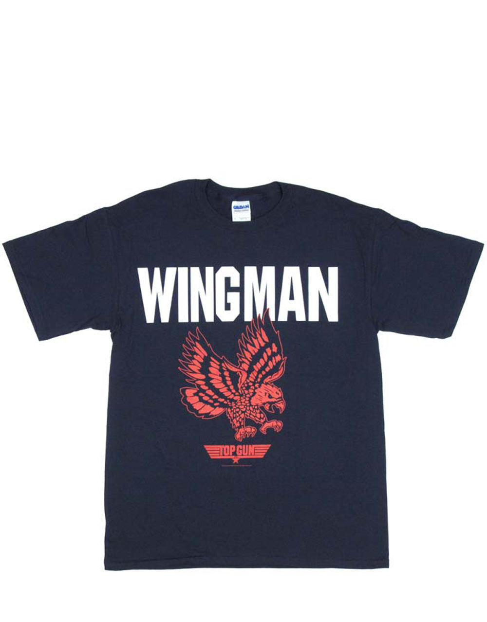Wingman eagle graphic on a navy blue adult t-shirt.