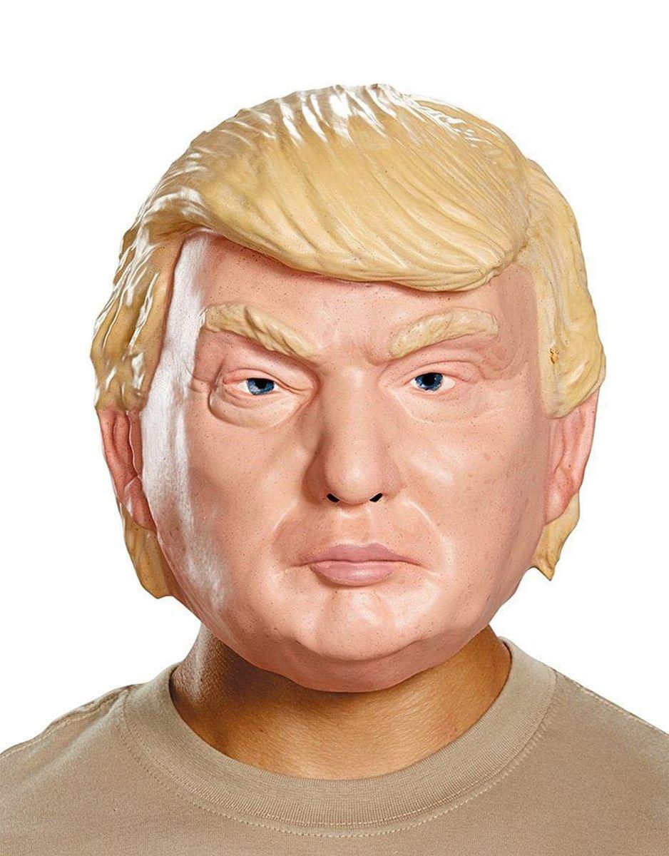 President Donald Trump vacuform half mask costume accessory for adults.