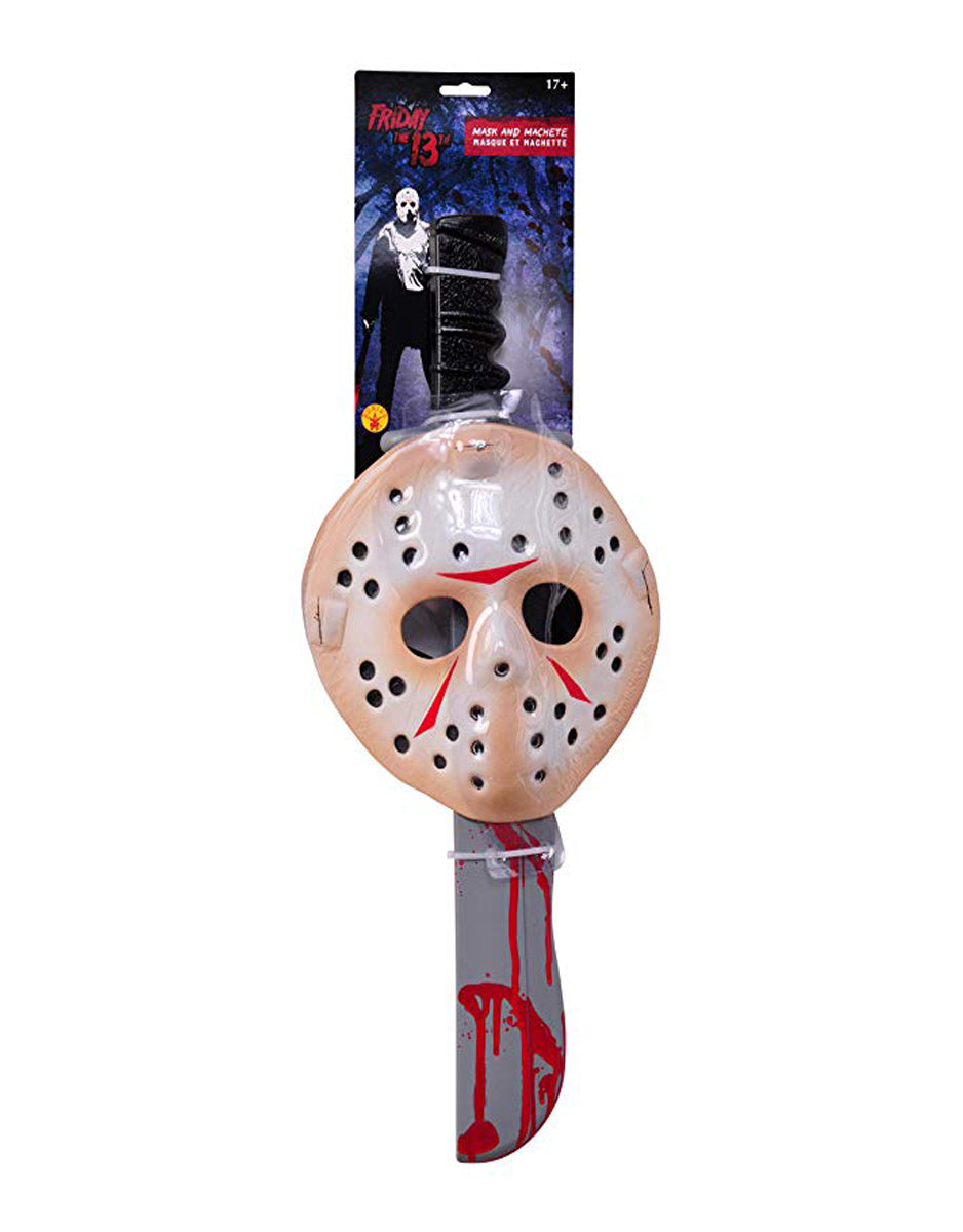 Friday the 13th Jason Voorhees machete and mask costume accessory for adults.
