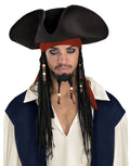 Pirates of the Caribbean Jack Sparrow deluxe hat with beaded braids costume accessory for adults.