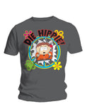 South Park die hippie graphic on a dark grey adult t-shirt.