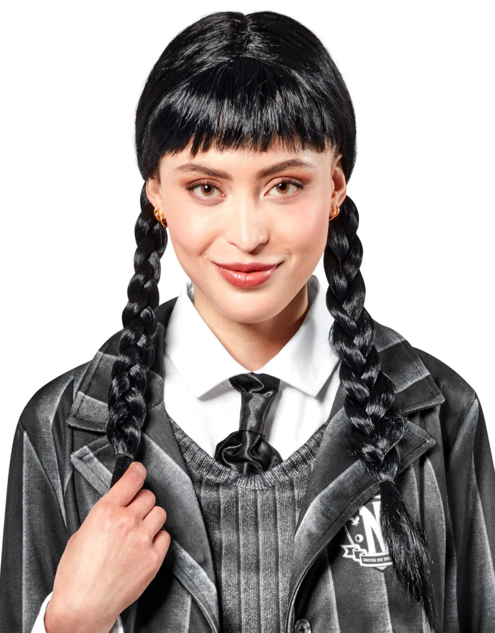Wednesday Addams wig costume accessory for women.