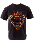 Flames logo graphic on a black adult t-shirt.
