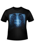 Superman X-ray graphic on a black adult t-shirt.