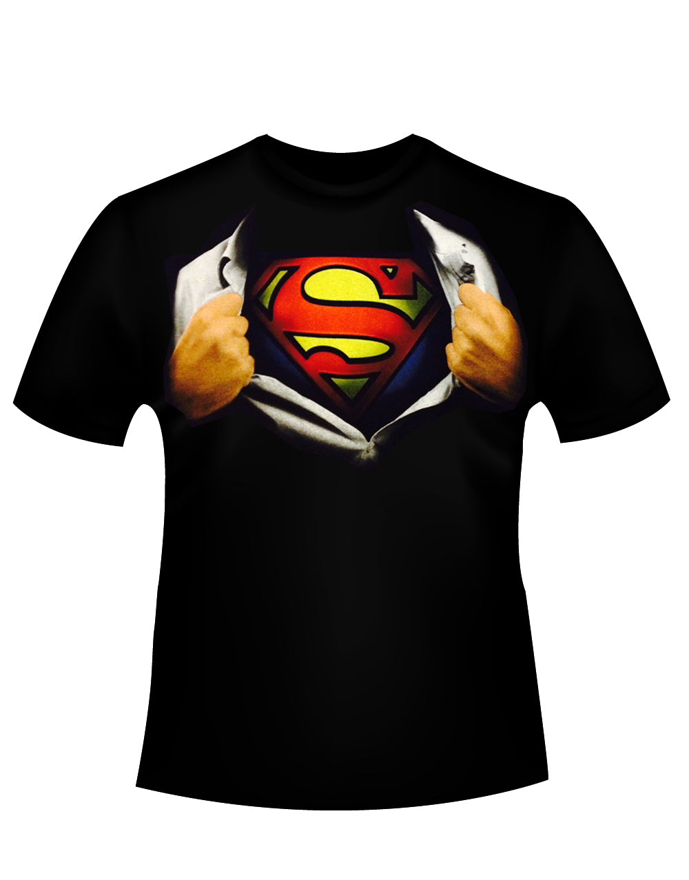 Ripping open shirt graphic on a black adult t-shirt.