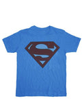 Faded logo graphic on a blue adult t-shirt.