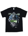 Duty helmet graphic on a black adult t-shirt.