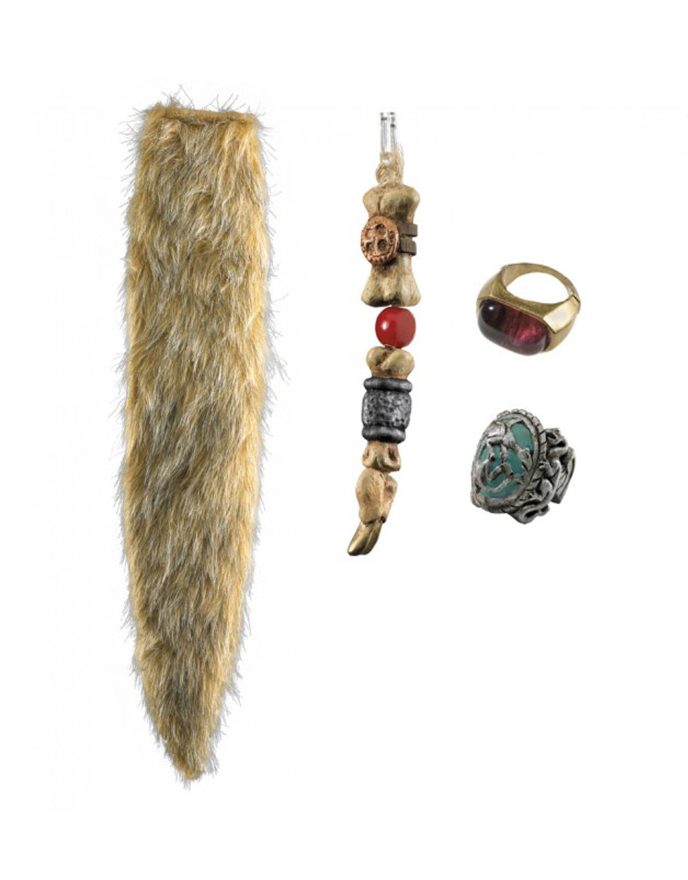 Pirates of the Caribbean Jack Sparrow accessory kit with rings costume accessory for adults.