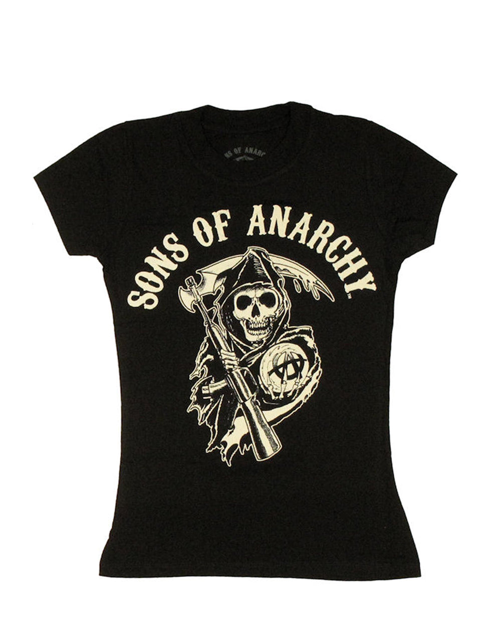 Reaper graphic on a black women's t-shirt.