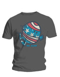 Mr Men Mr Bump USA graphic on a grey adult t-shirt.
