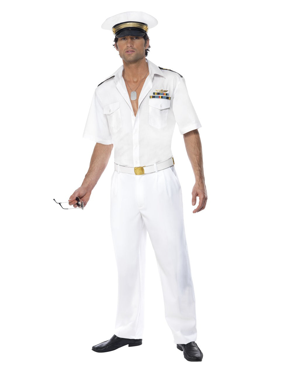 Top Gun white captain costume for adults.