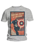 Captain America retro freedom graphic on a grey adult t-shirt.