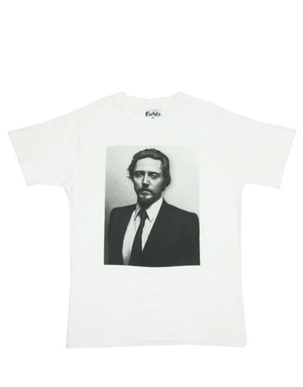 Walken photo graphic on a white adult t-shirt.