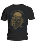 Iron Man Black Sabbath 78 tour graphic on a black adult t-shirt.