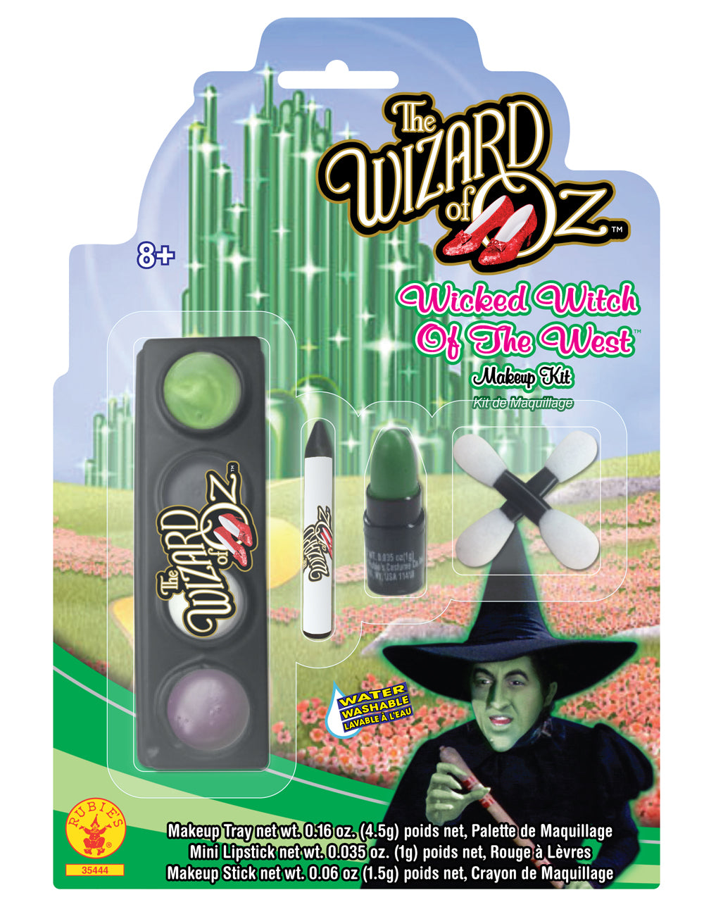 The Wizard of Oz Wicked Witch of the West makeup kit costume accessory for kids and adults.