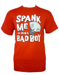 Stewie spank me graphic on a red adult t-shirt.