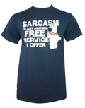 Brian sarcasm graphic on a navy blue adult t-shirt.