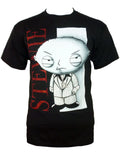 Stewie Scarface graphic on a black adult t-shirt.