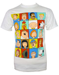 Faces graphic on a white adult t-shirt.