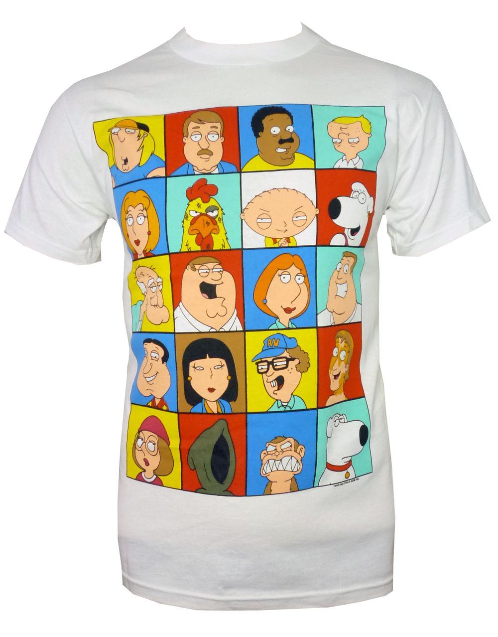 Faces graphic on a white adult t-shirt.