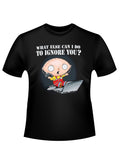 Stewie ignore graphic on a black adult t-shirt.