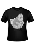 Peter Griffin the stinker graphic on a black adult t-shirt.