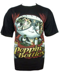Stewie poppin bottles graphic on a black adult t-shirt.