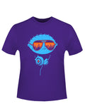 Stewie headphones graphic on a purple adult t-shirt.