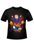 Peter Griffin super crew graphic on a black adult t-shirt.