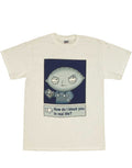 Stewie block graphic on a white adult t-shirt.