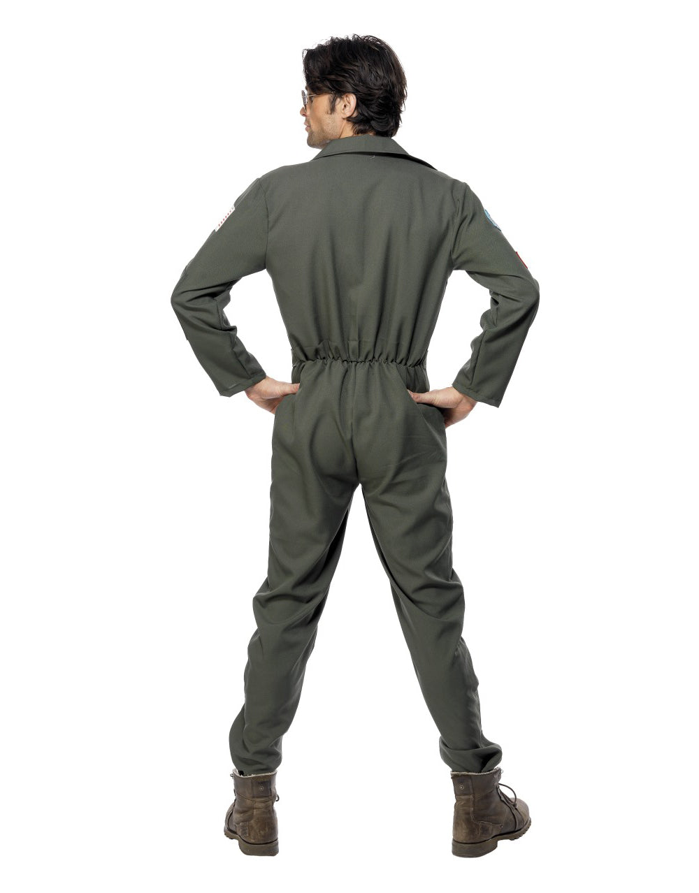 Top Gun green flight suit costume for adults.