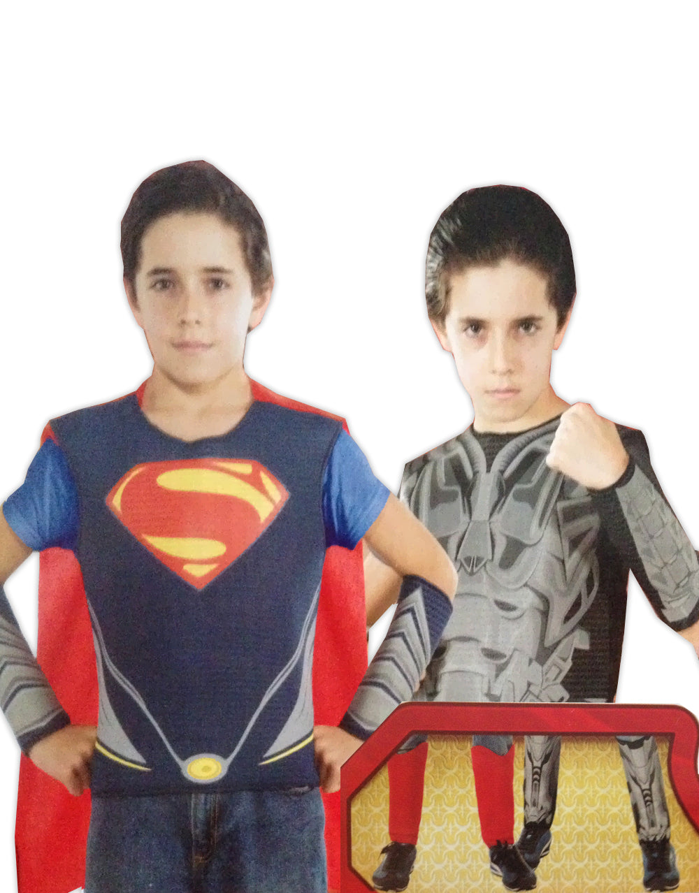 DC Comics Man of Steel Superman vs General Zod battle duo costume for kids.