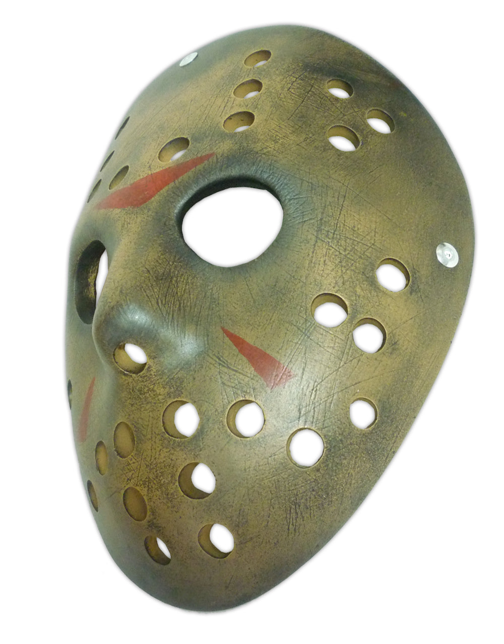 Friday the 13th Jason Voorhees fiberglass hockey mask costume accessory for adults.