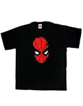 Spider-Man mask graphic on a black adult t-shirt.