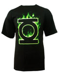 Flame logo graphic on a black adult t-shirt.
