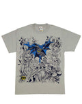 Batman sketch villains graphic on a grey adult t-shirt.