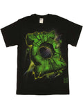 Lantern cracked logo graphic on a black adult t-shirt.