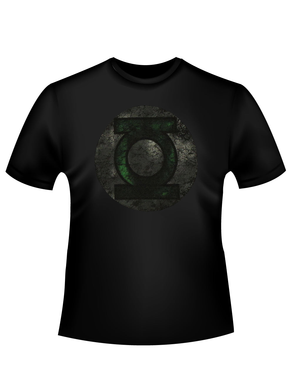 Lantern distressed logo graphic on a black adult t-shirt.