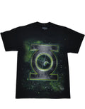 Green Lantern metal logo graphic on a black adult t-shirt.