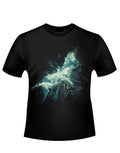 Dark Knight movie poster logo graphic on a black adult t-shirt.